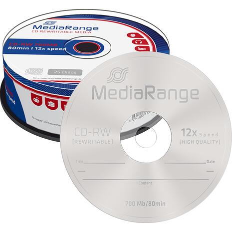 CD-RW Mediarange 80min. πομπίνα των 25 τεμαχίων MR235-25
